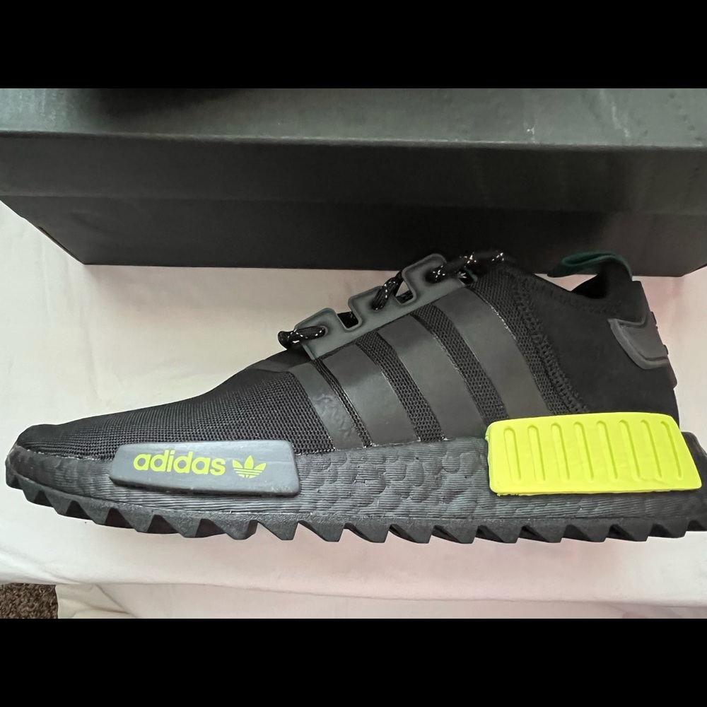 ****SOLD****Black, lime green and teal blue NMD R1 size 9.5